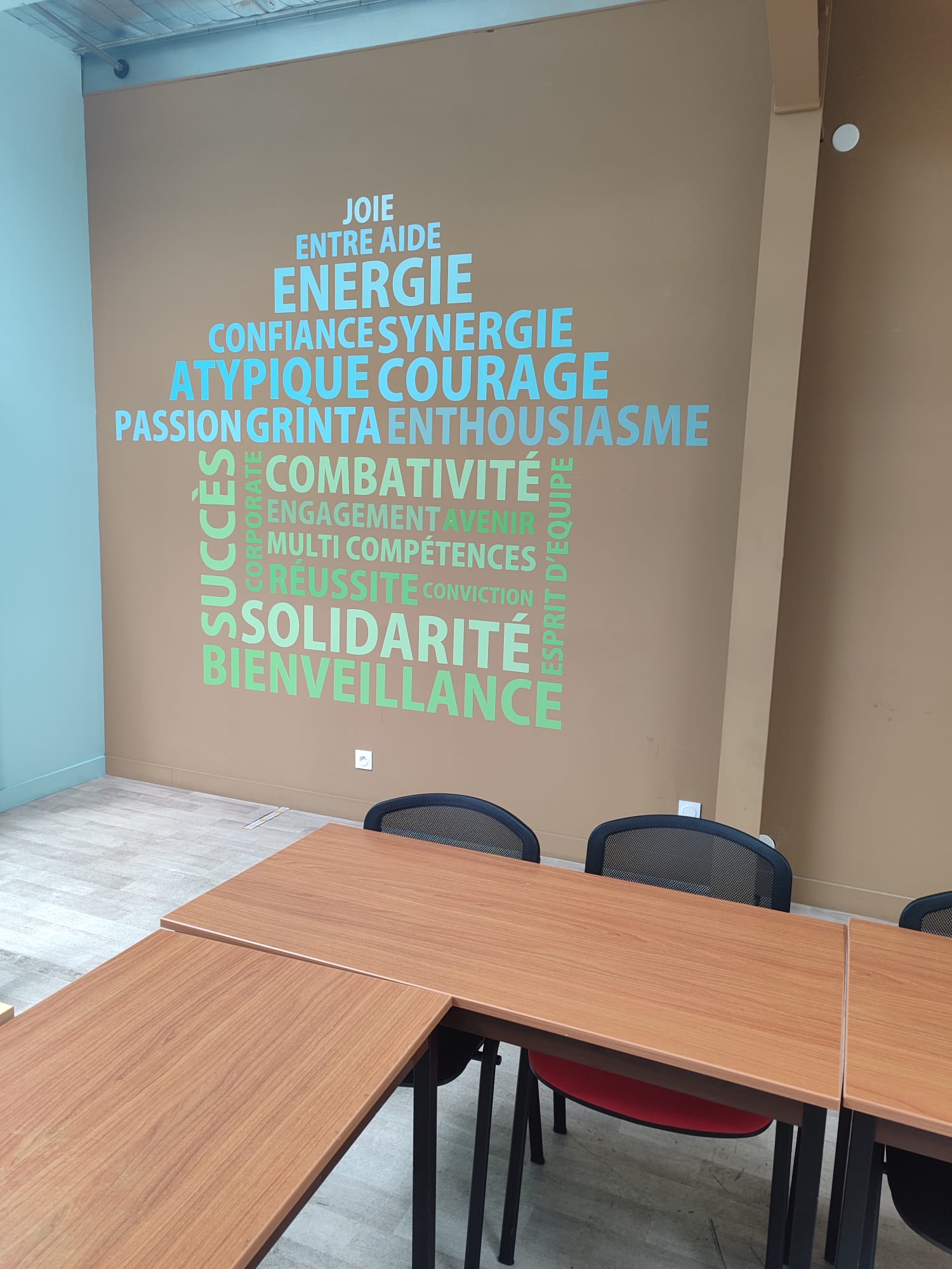 Mur des valeurs du centre de formation Oxideve